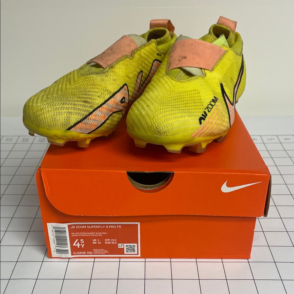Nike Kids Zoom Superfly 9 Pro FG Yellow and Pink Sneakers